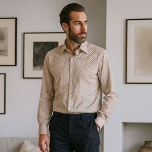 Paul Smith London White Pattern Floral Button Up Cotton Shirt Mens Size 16.5/42